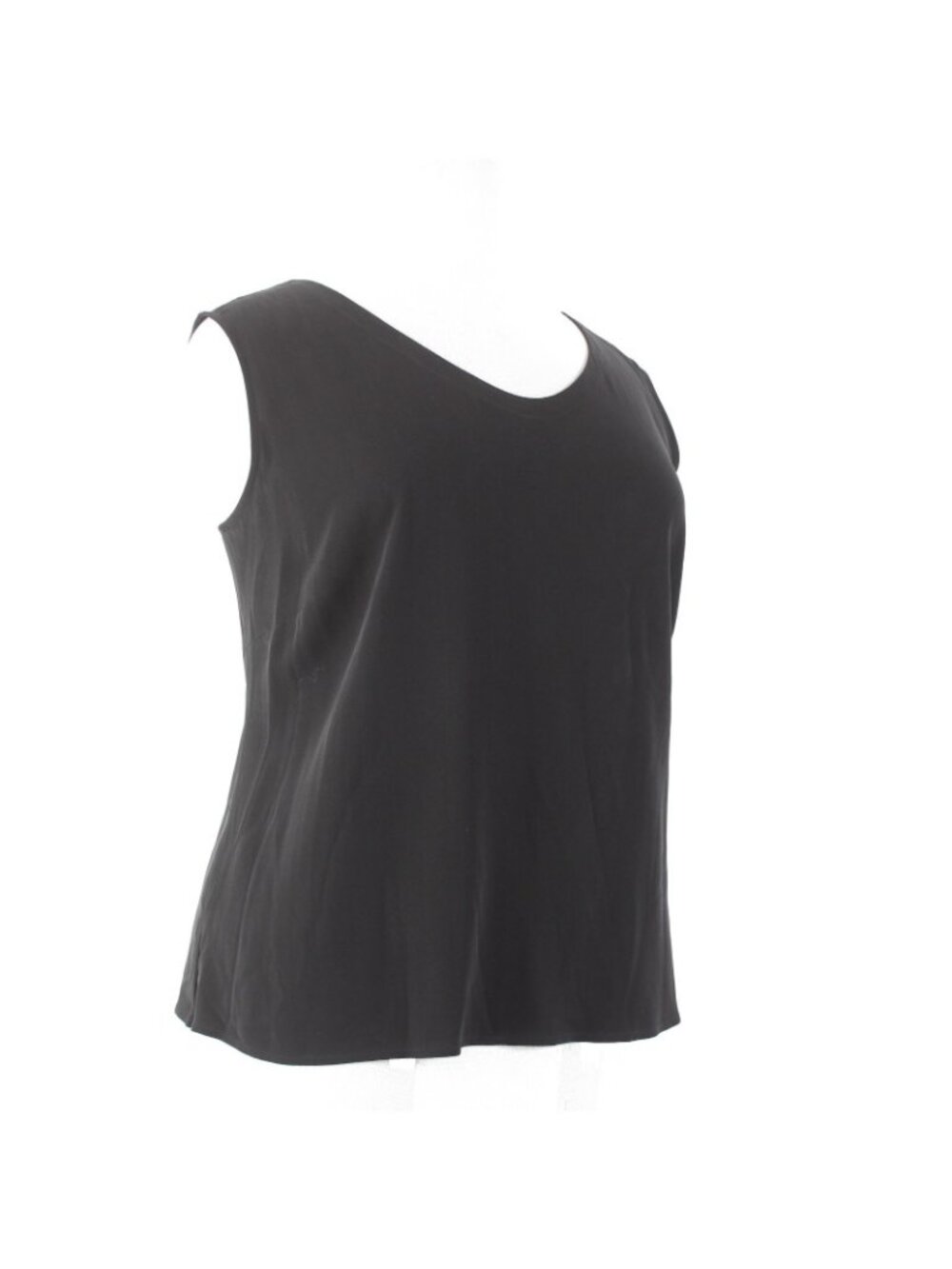 Eileen Fisher Top $138 Sz 2X Black Rounded Shell 100% Silk Top - Picture 3 of 11